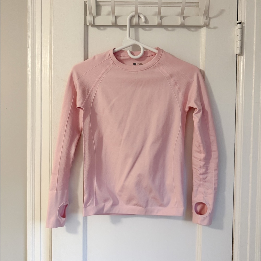 Pink Women's Athletic Long sleeve with thumb holes